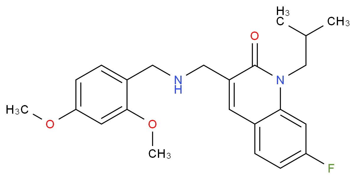 3-{[(2,4-dimethoxybenzyl)amino]methyl}-7-fluoro-1-isobutyl-2(1H)-quinolinone_分子结构_CAS_)