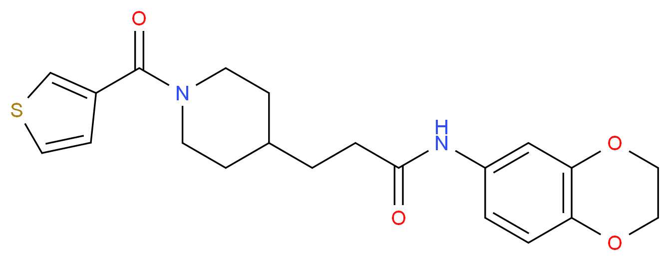 N-(2,3-dihydro-1,4-benzodioxin-6-yl)-3-[1-(3-thienylcarbonyl)-4-piperidinyl]propanamide_分子结构_CAS_)