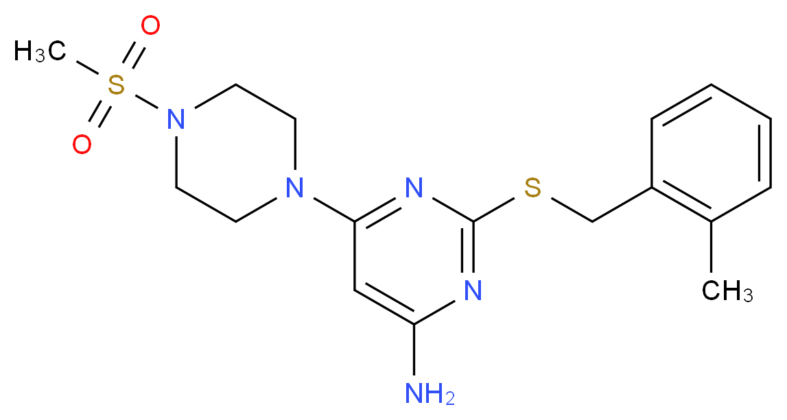 2-[(2-methylbenzyl)thio]-6-[4-(methylsulfonyl)piperazin-1-yl]pyrimidin-4-amine_分子结构_CAS_)