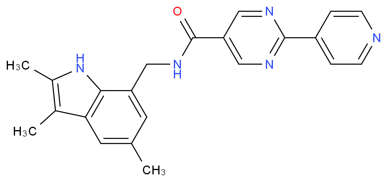 2-pyridin-4-yl-N-[(2,3,5-trimethyl-1H-indol-7-yl)methyl]pyrimidine-5-carboxamide_分子结构_CAS_)