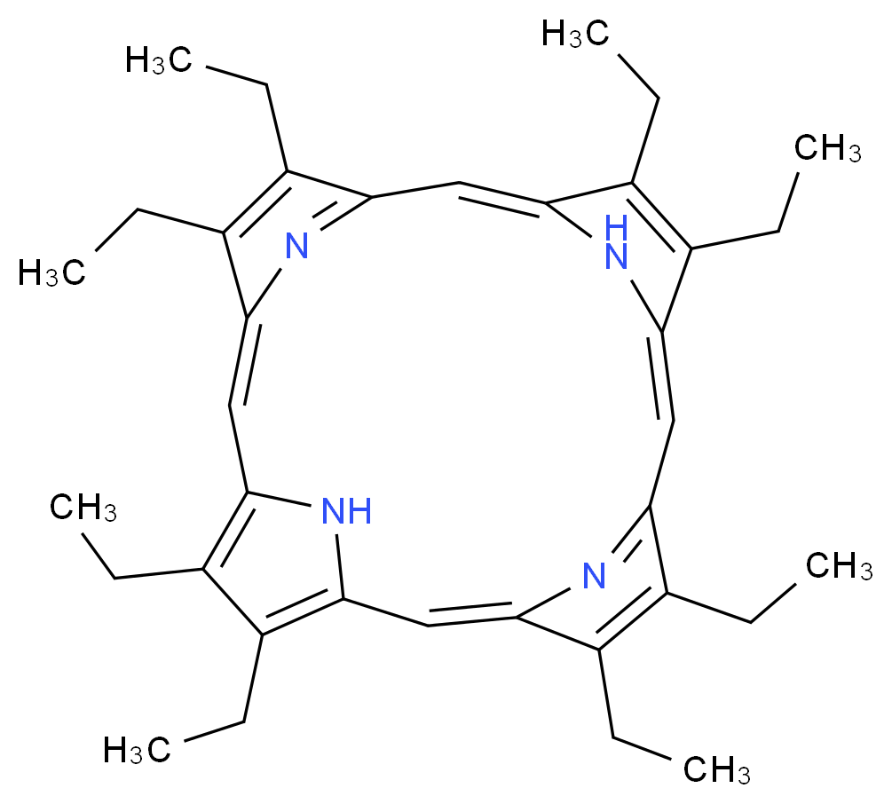 4,5,9,10,14,15,19,20-octaethyl-21,22,23,24-tetraazapentacyclo[16.2.1.1<sup>3</sup>,<sup>6</sup>.1<sup>8</sup>,<sup>1</sup><sup>1</sup>.1<sup>1</sup><sup>3</sup>,<sup>1</sup><sup>6</sup>]tetracosa-1,3,5,7,9,11(23),12,14,16,18(21),19-undecaene_分子结构_CAS_2683-82-1