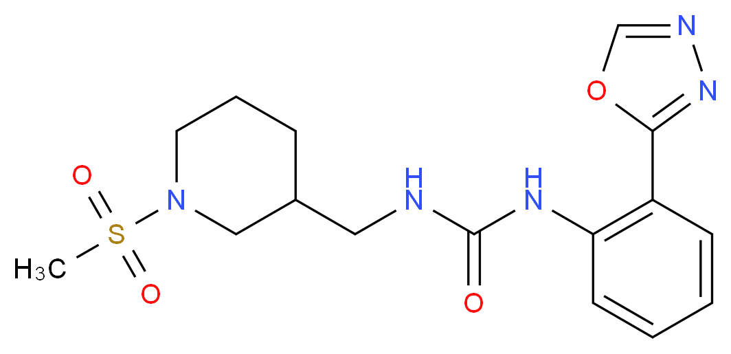 N-{[1-(methylsulfonyl)piperidin-3-yl]methyl}-N'-[2-(1,3,4-oxadiazol-2-yl)phenyl]urea_分子结构_CAS_)
