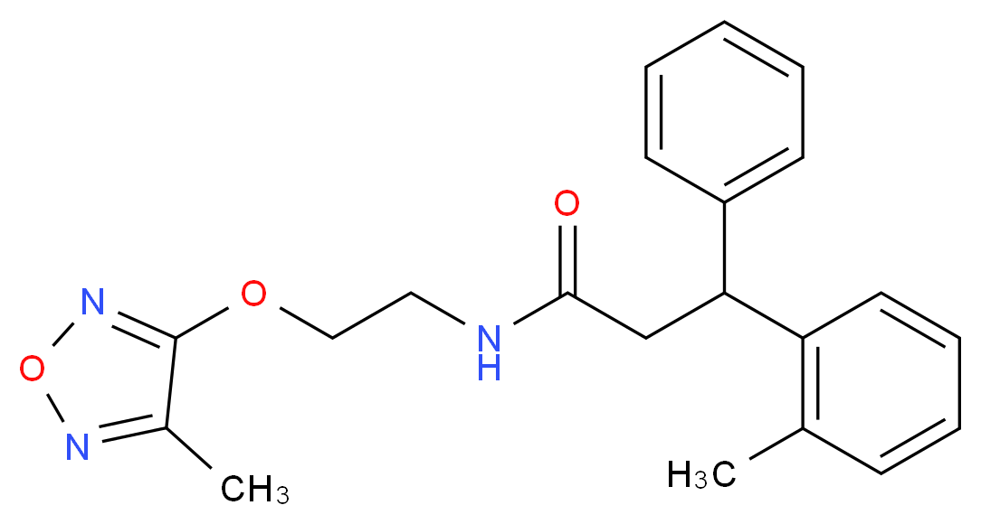 N-{2-[(4-methyl-1,2,5-oxadiazol-3-yl)oxy]ethyl}-3-(2-methylphenyl)-3-phenylpropanamide_分子结构_CAS_)