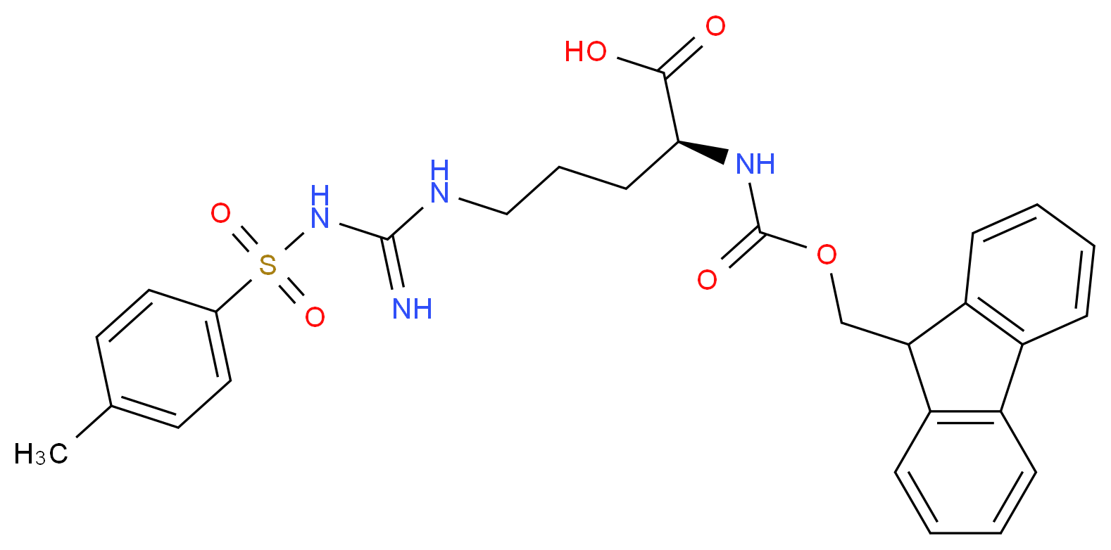 (2S)-2-{[(9H-fluoren-9-ylmethoxy)carbonyl]amino}-5-[3-(4-methylbenzenesulfonyl)carbamimidamido]pentanoic acid_分子结构_CAS_83792-47-6