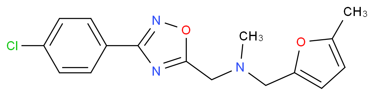 1-[3-(4-chlorophenyl)-1,2,4-oxadiazol-5-yl]-N-methyl-N-[(5-methyl-2-furyl)methyl]methanamine_分子结构_CAS_)