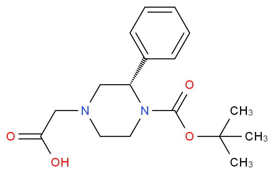 2-[(3S)-4-[(tert-butoxy)carbonyl]-3-phenylpiperazin-1-yl]acetic acid_分子结构_CAS_1060813-70-8