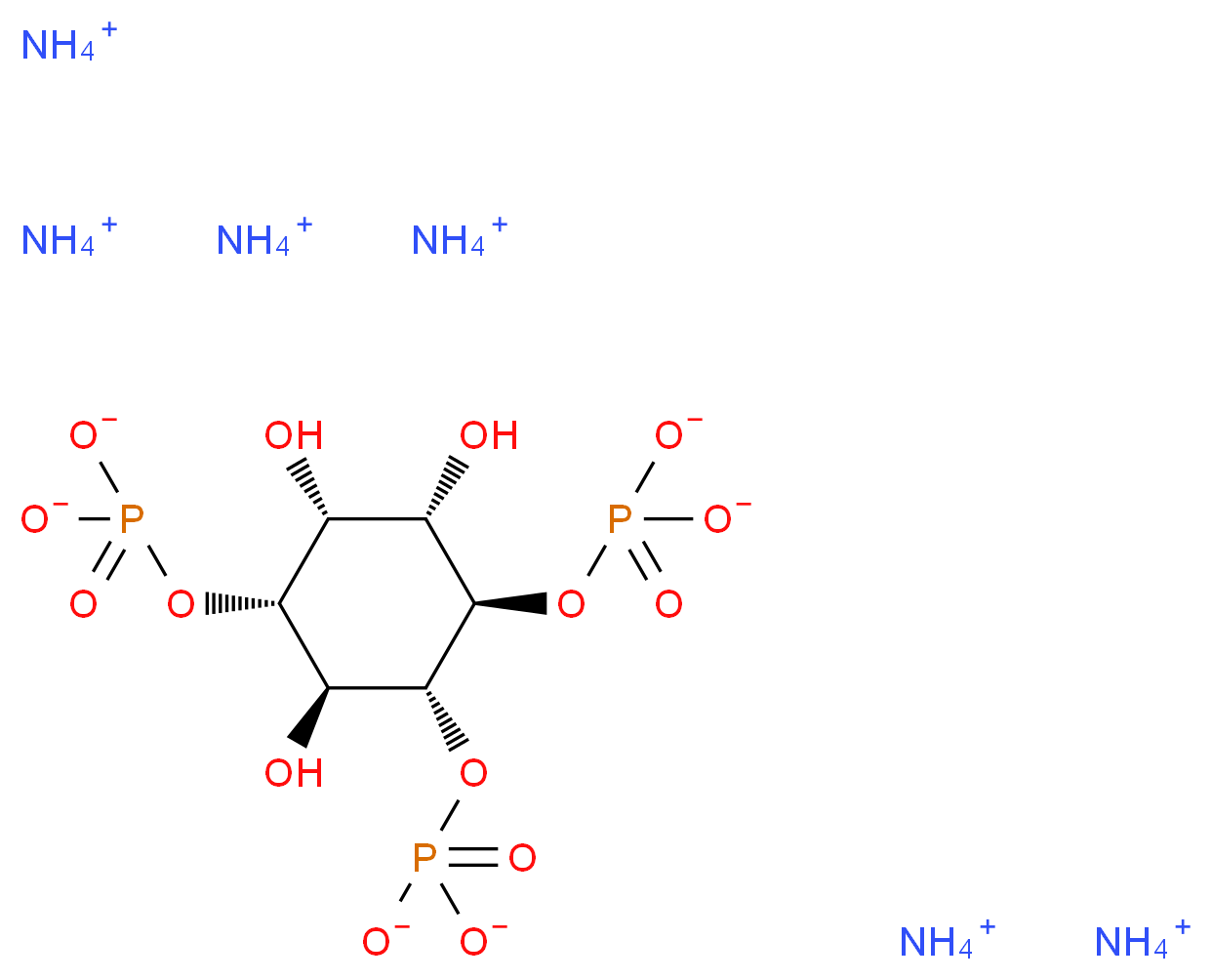 hexaammonium (1R,2S,3R,4R,5S,6R)-2,3,5-trihydroxy-4,6-bis(phosphonatooxy)cyclohexyl phosphate_分子结构_CAS_112571-68-3