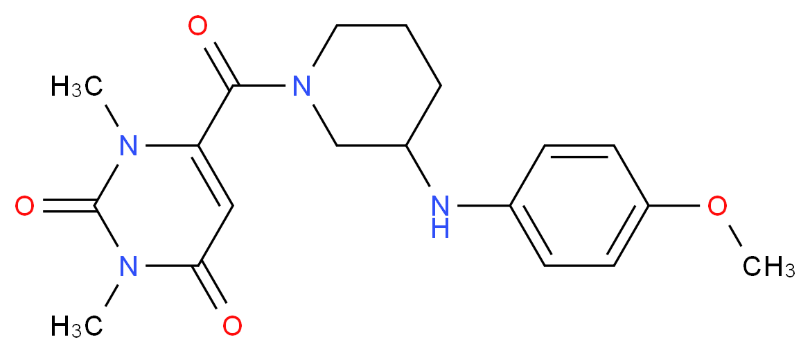 6-({3-[(4-methoxyphenyl)amino]-1-piperidinyl}carbonyl)-1,3-dimethyl-2,4(1H,3H)-pyrimidinedione_分子结构_CAS_)