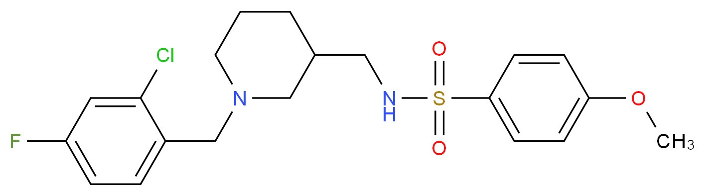 N-{[1-(2-chloro-4-fluorobenzyl)-3-piperidinyl]methyl}-4-methoxybenzenesulfonamide_分子结构_CAS_)