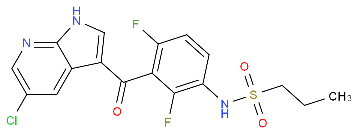 N-{3-[(5-chloro-1H-pyrrolo[2,3-b]pyridin-3-yl)carbonyl]-2,4-difluorophenyl}propane-1-sulfonamide_分子结构_CAS_)