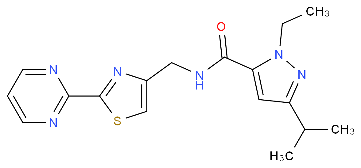 1-ethyl-3-isopropyl-N-{[2-(2-pyrimidinyl)-1,3-thiazol-4-yl]methyl}-1H-pyrazole-5-carboxamide_分子结构_CAS_)