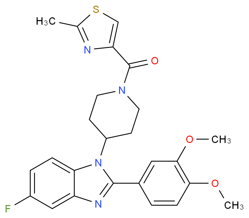 2-(3,4-dimethoxyphenyl)-5-fluoro-1-{1-[(2-methyl-1,3-thiazol-4-yl)carbonyl]-4-piperidinyl}-1H-benzimidazole_分子结构_CAS_)