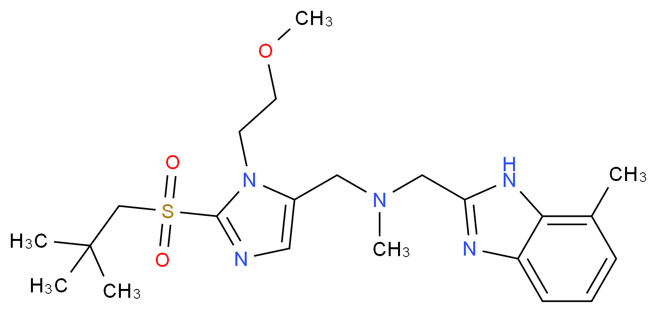 1-[2-[(2,2-dimethylpropyl)sulfonyl]-1-(2-methoxyethyl)-1H-imidazol-5-yl]-N-methyl-N-[(7-methyl-1H-benzimidazol-2-yl)methyl]methanamine_分子结构_CAS_)