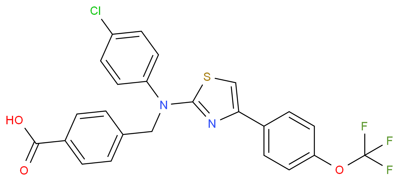 4-{[(4-chlorophenyl)({4-[4-(trifluoromethoxy)phenyl]-1,3-thiazol-2-yl})amino]methyl}benzoic acid_分子结构_CAS_643012-93-5
