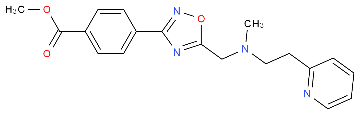 methyl 4-[5-({methyl[2-(2-pyridinyl)ethyl]amino}methyl)-1,2,4-oxadiazol-3-yl]benzoate_分子结构_CAS_)