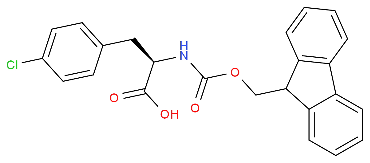 (2R)-3-(4-chlorophenyl)-2-({[(9H-fluoren-9-yl)methoxy]carbonyl}amino)propanoic acid_分子结构_CAS_142994-19-2