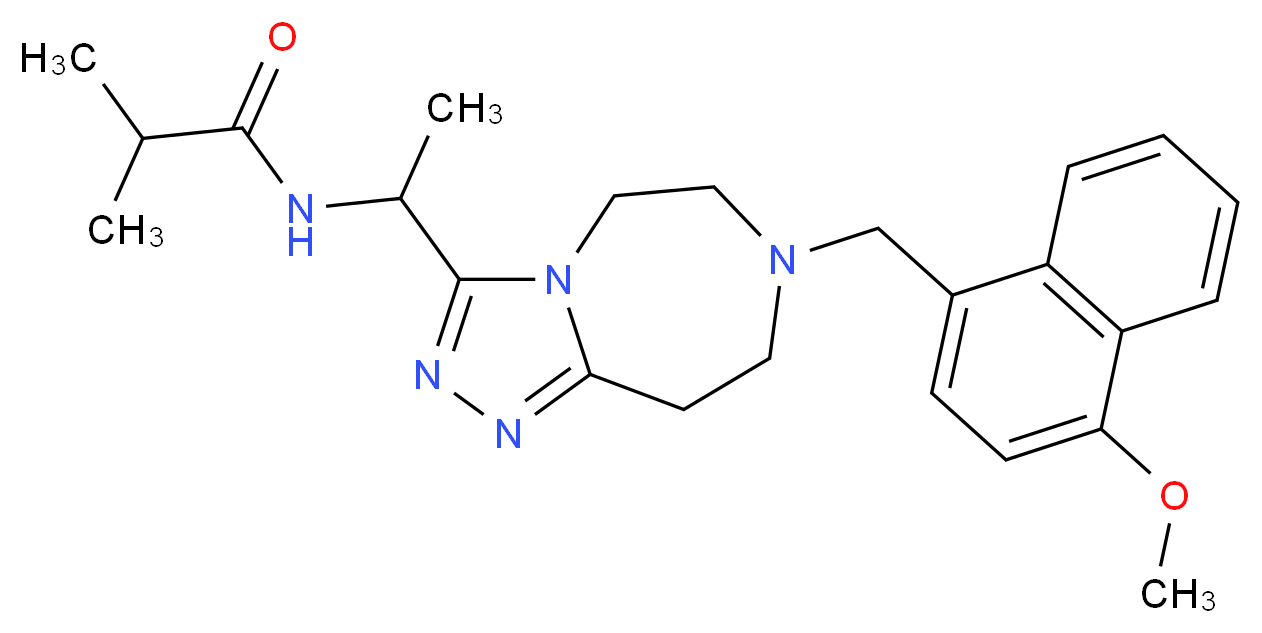 N-(1-{7-[(4-methoxy-1-naphthyl)methyl]-6,7,8,9-tetrahydro-5H-[1,2,4]triazolo[4,3-d][1,4]diazepin-3-yl}ethyl)-2-methylpropanamide_分子结构_CAS_)