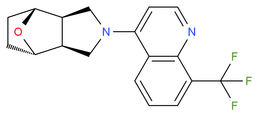 (1R*,2R*,6S*,7S*)-4-[8-(trifluoromethyl)-4-quinolinyl]-10-oxa-4-azatricyclo[5.2.1.0~2,6~]decane_分子结构_CAS_)