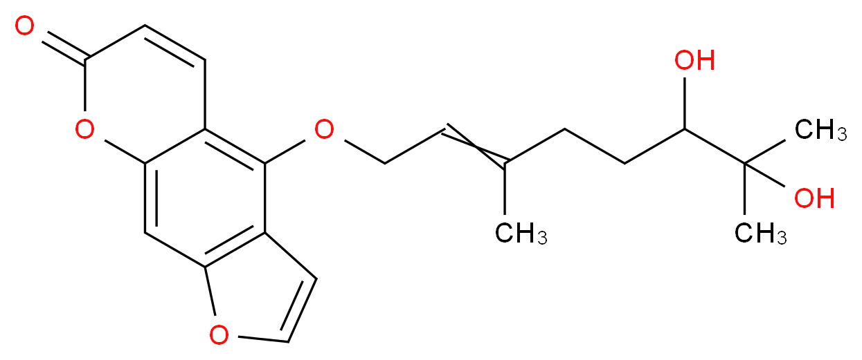 4-{[(2E)-6,7-dihydroxy-3,7-dimethyloct-2-en-1-yl]oxy}-7H-furo[3,2-g]chromen-7-one_分子结构_CAS_145414-76-2