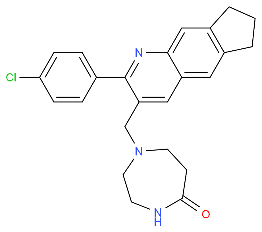 1-{[2-(4-chlorophenyl)-7,8-dihydro-6H-cyclopenta[g]quinolin-3-yl]methyl}-1,4-diazepan-5-one_分子结构_CAS_)