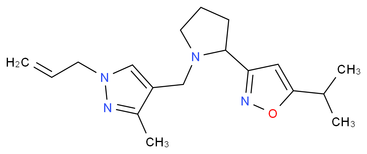 3-{1-[(1-allyl-3-methyl-1H-pyrazol-4-yl)methyl]pyrrolidin-2-yl}-5-isopropylisoxazole_分子结构_CAS_)
