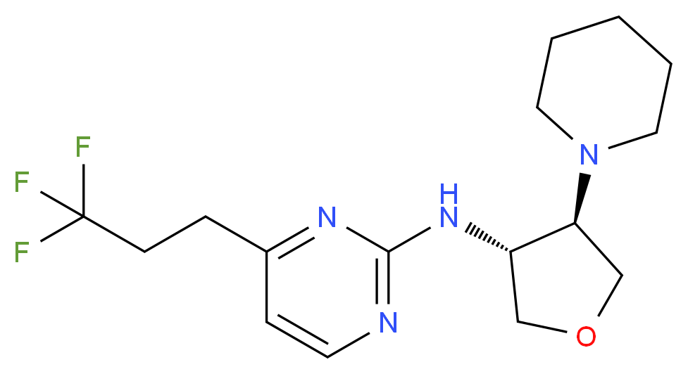 N-[(3R*,4R*)-4-piperidin-1-yltetrahydrofuran-3-yl]-4-(3,3,3-trifluoropropyl)pyrimidin-2-amine_分子结构_CAS_)