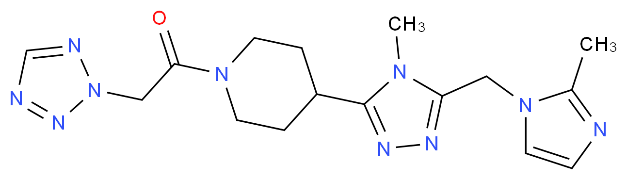 4-{4-methyl-5-[(2-methyl-1H-imidazol-1-yl)methyl]-4H-1,2,4-triazol-3-yl}-1-(2H-tetrazol-2-ylacetyl)piperidine_分子结构_CAS_)