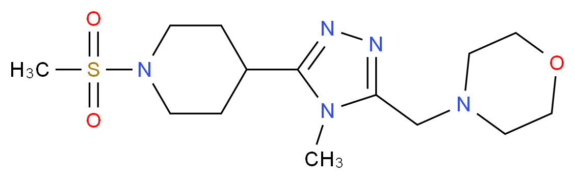 4-({4-methyl-5-[1-(methylsulfonyl)piperidin-4-yl]-4H-1,2,4-triazol-3-yl}methyl)morpholine_分子结构_CAS_)