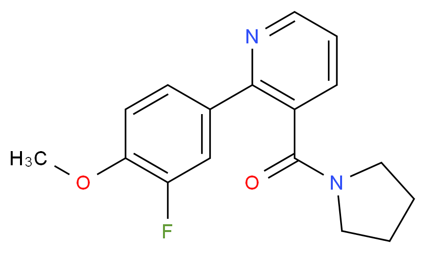 2-(3-fluoro-4-methoxyphenyl)-3-(pyrrolidin-1-ylcarbonyl)pyridine_分子结构_CAS_)