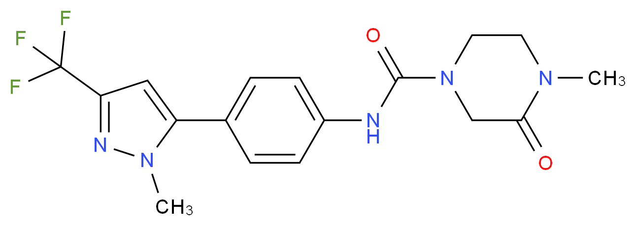 4-methyl-N-{4-[1-methyl-3-(trifluoromethyl)-1H-pyrazol-5-yl]phenyl}-3-oxopiperazine-1-carboxamide_分子结构_CAS_)