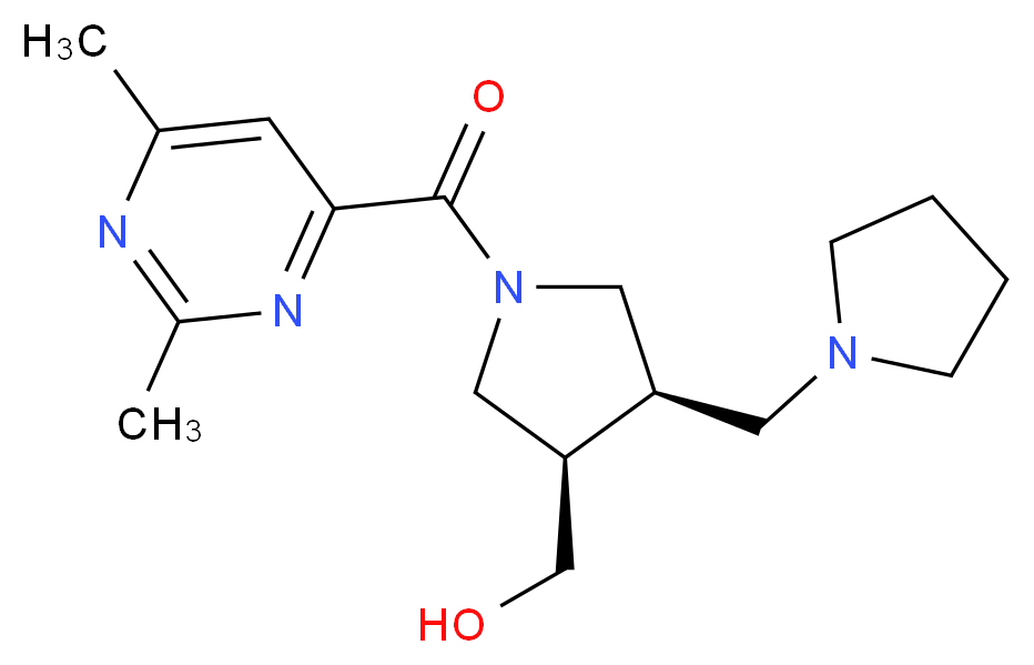 [(3R*,4R*)-1-[(2,6-dimethylpyrimidin-4-yl)carbonyl]-4-(pyrrolidin-1-ylmethyl)pyrrolidin-3-yl]methanol_分子结构_CAS_)