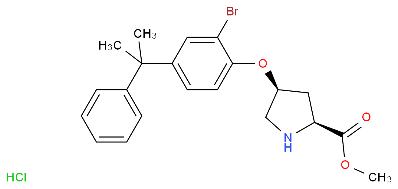 Methyl (2S,4S)-4-[2-bromo-4-(1-methyl-1-phenylethy l)phenoxy]-2-pyrrolidinecarboxylate hydrochloride_分子结构_CAS_)
