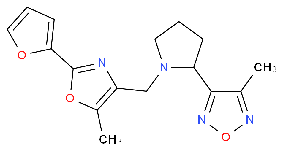 3-(1-{[2-(2-furyl)-5-methyl-1,3-oxazol-4-yl]methyl}-2-pyrrolidinyl)-4-methyl-1,2,5-oxadiazole_分子结构_CAS_)