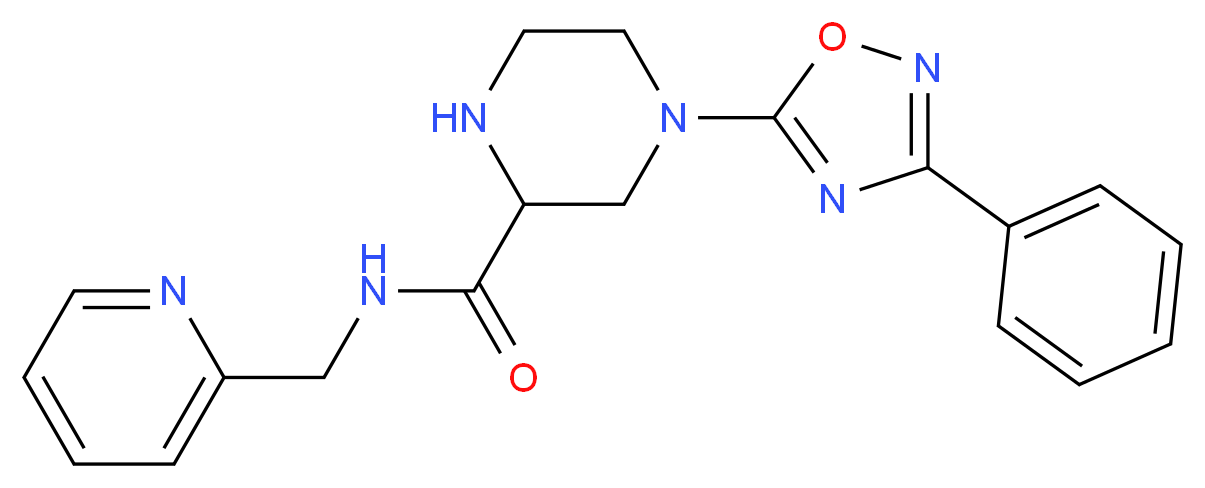 4-(3-phenyl-1,2,4-oxadiazol-5-yl)-N-(2-pyridinylmethyl)-2-piperazinecarboxamide_分子结构_CAS_)