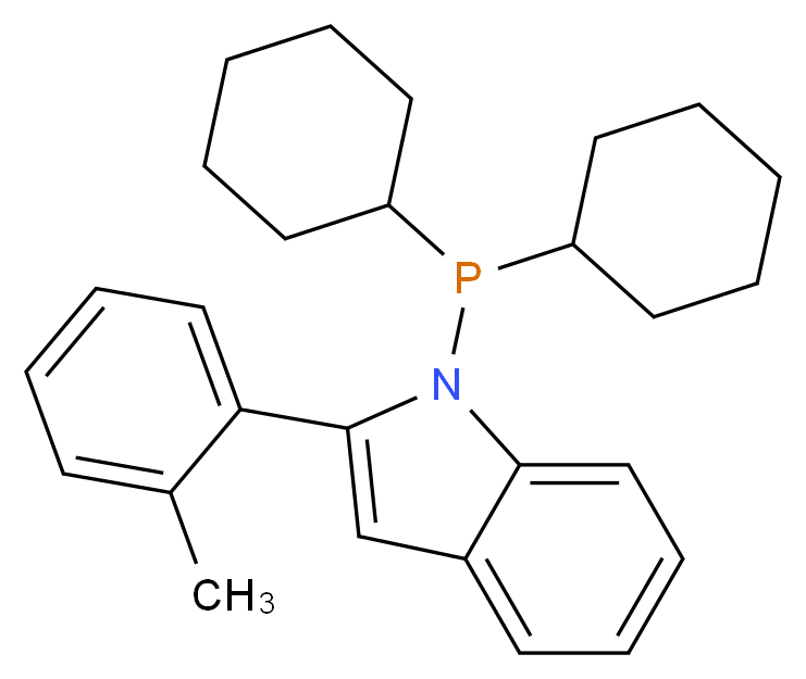 1-(dicyclohexylphosphanyl)-2-(2-methylphenyl)-1H-indole_分子结构_CAS_947402-59-7