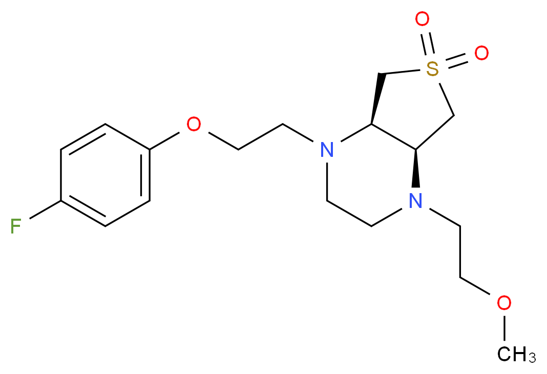 (4aS*,7aR*)-1-[2-(4-fluorophenoxy)ethyl]-4-(2-methoxyethyl)octahydrothieno[3,4-b]pyrazine 6,6-dioxide_分子结构_CAS_)