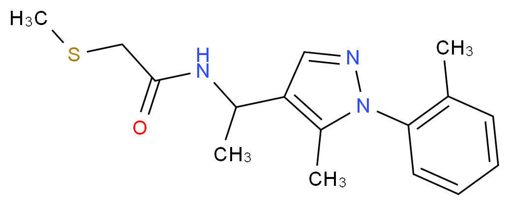 N-{1-[5-methyl-1-(2-methylphenyl)-1H-pyrazol-4-yl]ethyl}-2-(methylthio)acetamide_分子结构_CAS_)