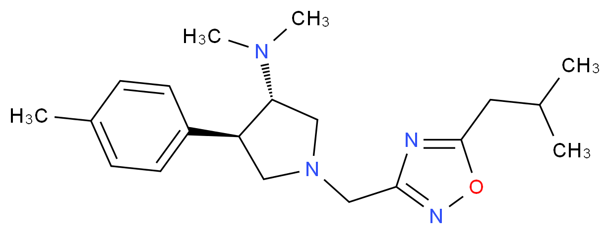 (3S*,4R*)-1-[(5-isobutyl-1,2,4-oxadiazol-3-yl)methyl]-N,N-dimethyl-4-(4-methylphenyl)-3-pyrrolidinamine_分子结构_CAS_)