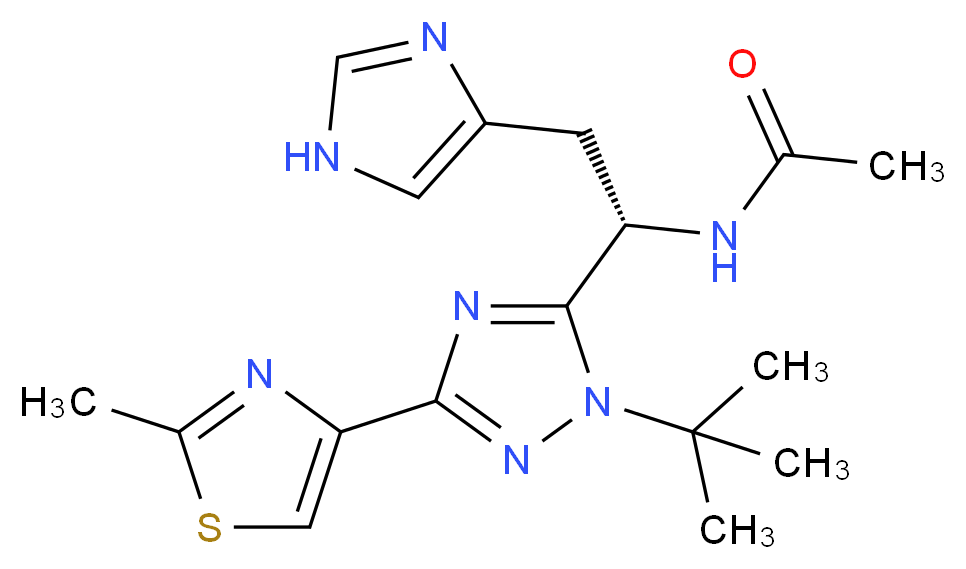N-[(1S)-1-[1-tert-butyl-3-(2-methyl-1,3-thiazol-4-yl)-1H-1,2,4-triazol-5-yl]-2-(1H-imidazol-4-yl)ethyl]acetamide_分子结构_CAS_)