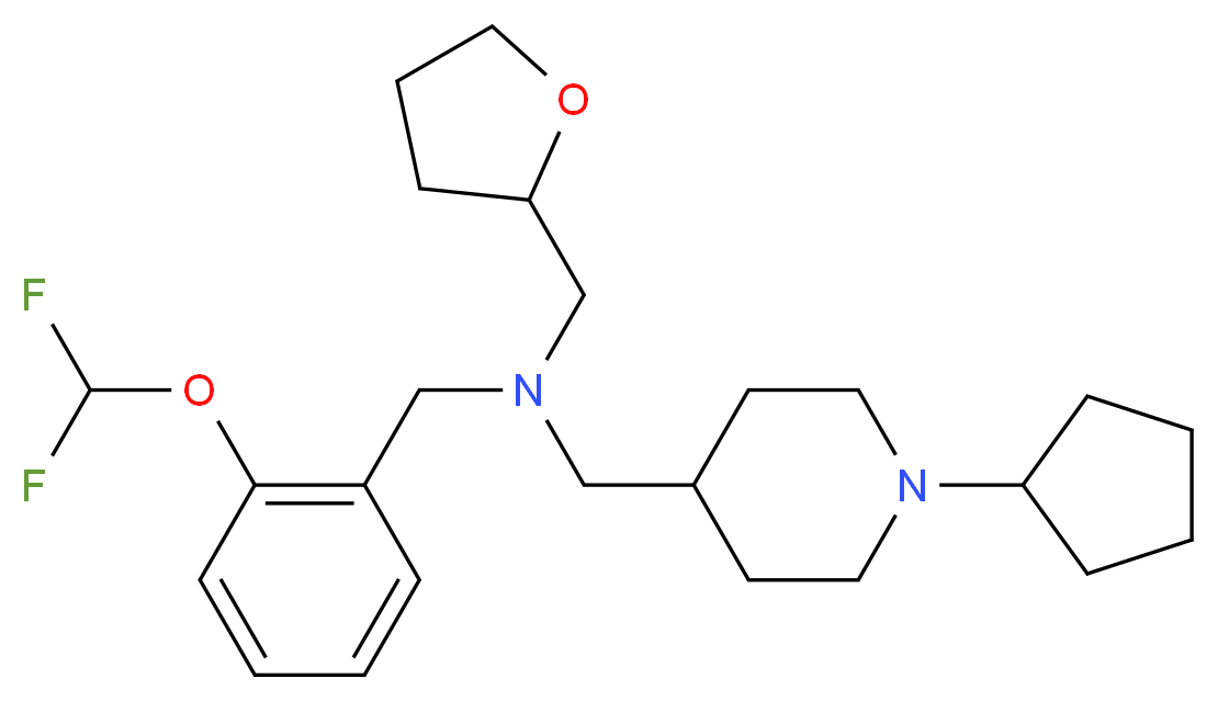 1-(1-cyclopentyl-4-piperidinyl)-N-[2-(difluoromethoxy)benzyl]-N-(tetrahydro-2-furanylmethyl)methanamine_分子结构_CAS_)