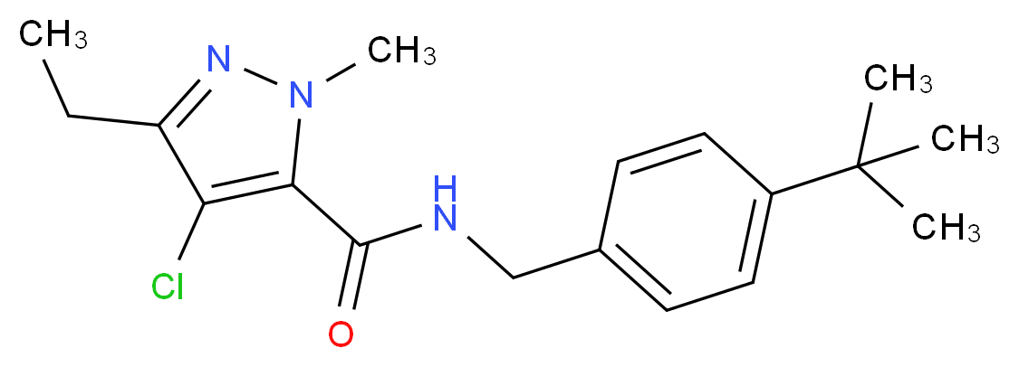 N-[(4-tert-butylphenyl)methyl]-4-chloro-3-ethyl-1-methyl-1H-pyrazole-5-carboxamide_分子结构_CAS_119168-77-3