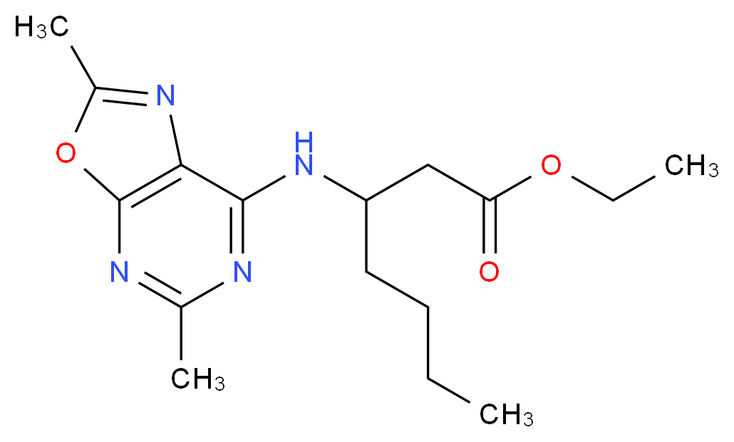 ethyl 3-[(2,5-dimethyl[1,3]oxazolo[5,4-d]pyrimidin-7-yl)amino]heptanoate_分子结构_CAS_)