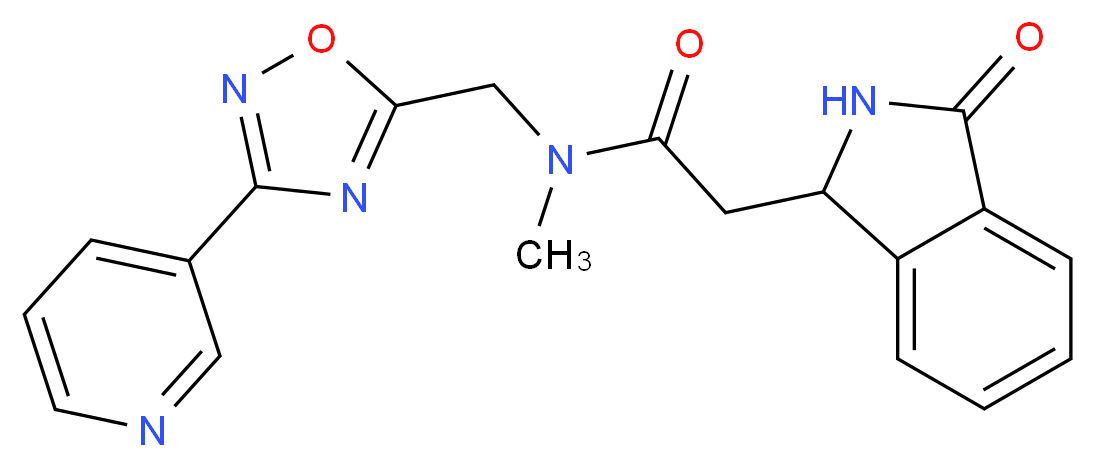 N-methyl-2-(3-oxo-2,3-dihydro-1H-isoindol-1-yl)-N-{[3-(3-pyridinyl)-1,2,4-oxadiazol-5-yl]methyl}acetamide_分子结构_CAS_)