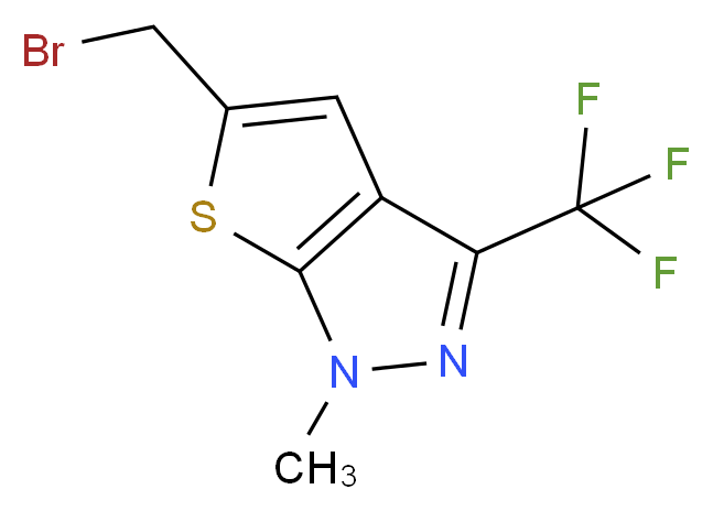 5-(Bromomethyl)-1-methyl-3-(trifluoromethyl)-1H-thieno[2,3-c]pyrazole_分子结构_CAS_)