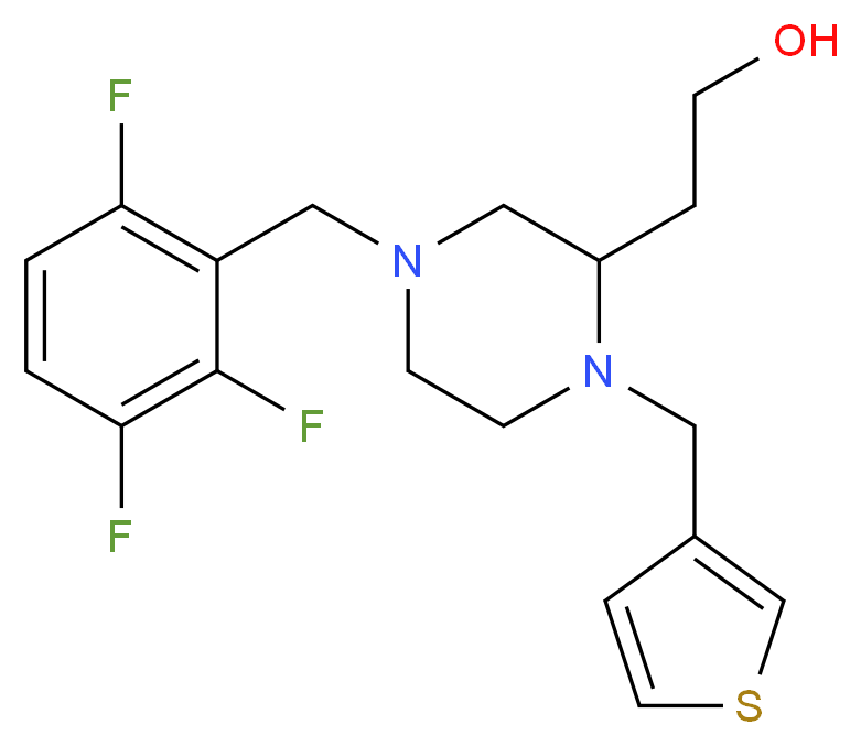 2-[1-(3-thienylmethyl)-4-(2,3,6-trifluorobenzyl)-2-piperazinyl]ethanol_分子结构_CAS_)