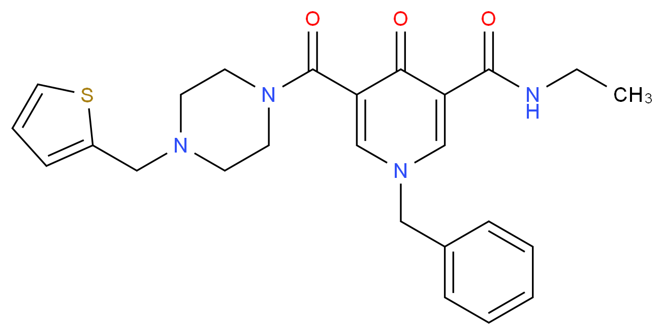 1-benzyl-N-ethyl-4-oxo-5-{[4-(2-thienylmethyl)-1-piperazinyl]carbonyl}-1,4-dihydro-3-pyridinecarboxamide_分子结构_CAS_)