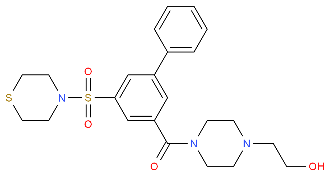 2-(4-{[5-(4-thiomorpholinylsulfonyl)-3-biphenylyl]carbonyl}-1-piperazinyl)ethanol_分子结构_CAS_)