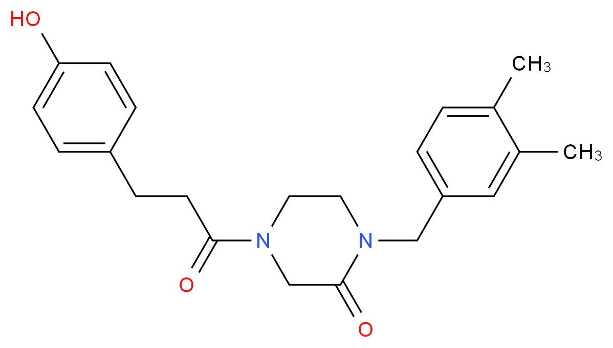 1-(3,4-dimethylbenzyl)-4-[3-(4-hydroxyphenyl)propanoyl]-2-piperazinone_分子结构_CAS_)