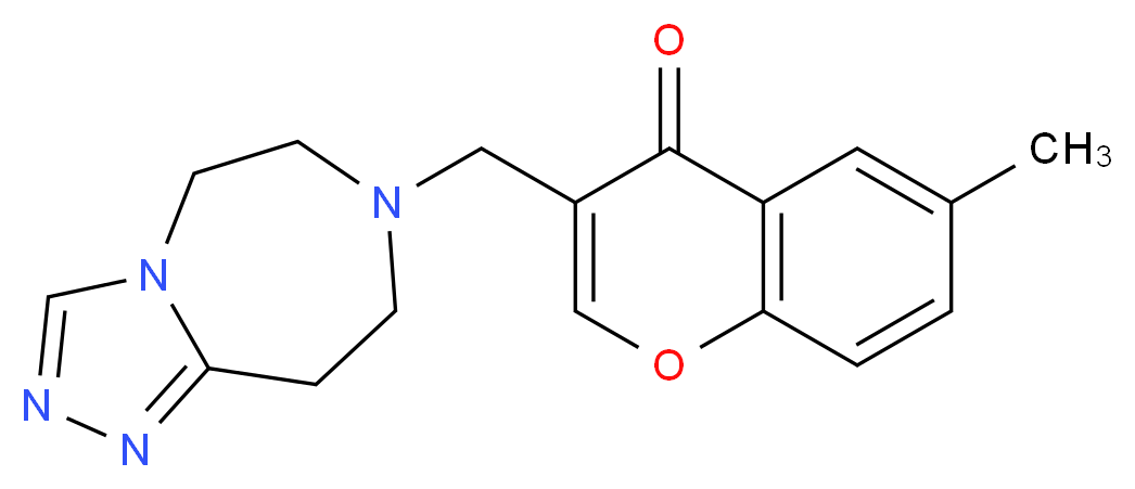 6-methyl-3-(5,6,8,9-tetrahydro-7H-[1,2,4]triazolo[4,3-d][1,4]diazepin-7-ylmethyl)-4H-chromen-4-one_分子结构_CAS_)