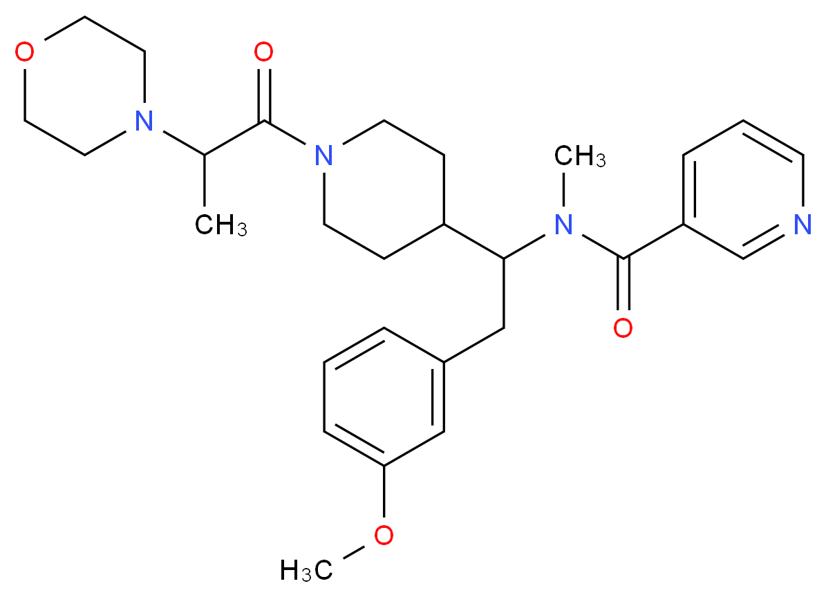 N-(2-(3-methoxyphenyl)-1-{1-[2-(4-morpholinyl)propanoyl]-4-piperidinyl}ethyl)-N-methylnicotinamide_分子结构_CAS_)